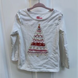 Epic Threads 3T White Girls Christmas Tree Long Sleeve Top Blouse